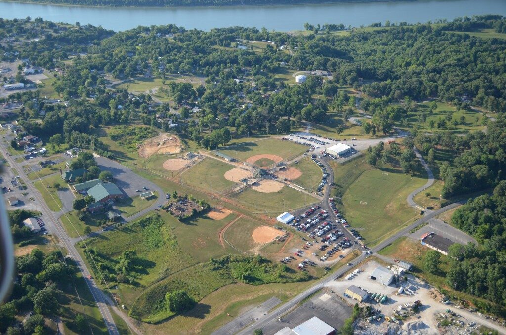 Brandenburg Kentucky river valley aerial view for Kentuckiana Moving service-area planning