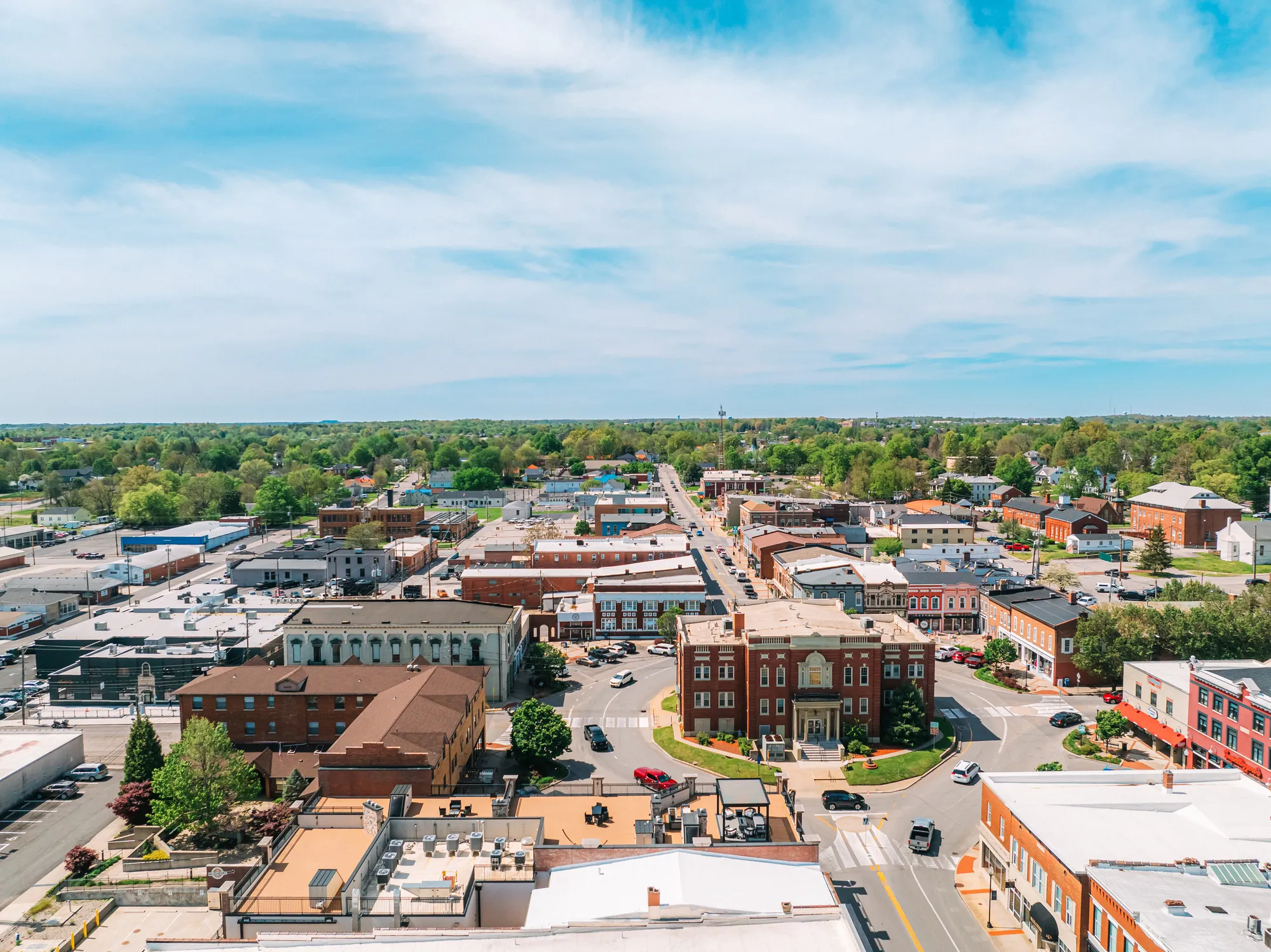 Aerial view of Elizabethtown Kentucky for Kentuckiana Moving service-area planning